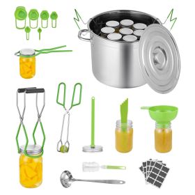 Canning Supplies Starter Kit, 11 Pieces Stainless Steel Water Bath Canning Kit for Beginners, Canning Tools Set: Pot, Rack, Lid, Ladle, Funnel, Tongs