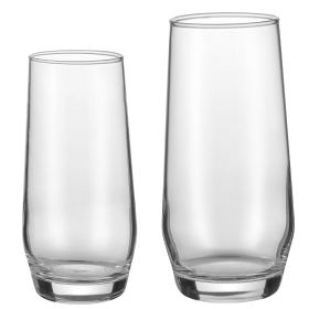 VEVOR Drinking Glasses Set, 16-Piece Crystal Glass Cups, Elegant Mixed Glassware Set