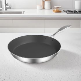 SOGA 32cm Stainless Steel Fry Pan â€“ Non-Stick Interior, Induction Compatible Frying Pan Skillet