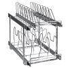 Pan and Pot Rack, 2-Tier Expandable Pull Out Under Cabinet Organizer, Cookie Sheet Baking Pans Tray Racks, Adjustable Wire Dividers