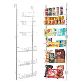 VEVOR Over the Door Pantry Organizer, 6-Tier Pantry Organization and Storage, Heavy-Duty Steel Hanging Spice Rack, Adjustable Wall Seasoning Shel