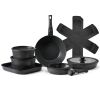 17 Piece Pots and Pans Set, Granite Nonstick Detachable Handle Cookware, Space Saving Induction Cookwares, Kitchen RV Cooking Sets with Frying, Sauce