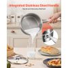 1.5 QT Saucepan with Steamer, Stainless Steel Saucepan with Glass Lid, Multipurpose Nonstick Stainless Steel Sauce Pot with Ergonomic Handle