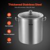 Stainless Steel Stockpot, 24 Quart Cooking Pots, Cookware Sauce Pot with Lid, and Handle, Heavy Duty Commercial Grade Stock Pot, Sanding Treatment