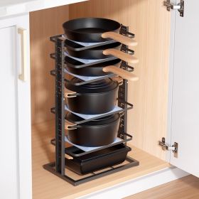 ots and Pans Organizer for under Cabinet, 6-Tier Heavy Duty Pan Pot Organizers inside Cabinet Adjustable 14 to 24.57