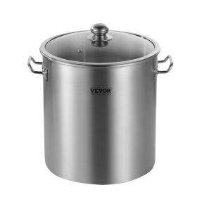 Stainless Steel Stockpot, 24 Quart Cooking Pots, Cookware Sauce Pot with Lid, and Handle, Heavy Duty Commercial Grade Stock Pot, Sanding Treatment