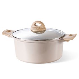 Non Toxic Stockpot with Lid, Easy to Clean, All Stoves Compatible, 4.8QT, Taupe