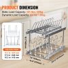 Pan and Pot Rack, 2-Tier Expandable Pull Out Under Cabinet Organizer, Cookie Sheet Baking Pans Tray Racks, Adjustable Wire Dividers