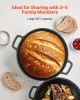 Cast Iron Dutch Oven, 2-in-1 Pre-Seasoned Pot with Skillet Lid, 5QT Cookware Pan with Proofing Basket, Bread Baking Accessories