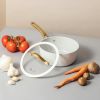 2.5 QT Non-Stick Signature Ribbed Saucepan - White Gold
