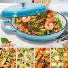 COOKWIN Cast Iron Casserole Braiser;  3.8 Quart; Heavy Duty Casserole Skillet with Lid and Dual Handles;  Porcelain Enameled Surface Cookware Pot