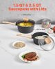 Saucepan Set, 1.5 QT & 2.5 QT Nonstick Saucepan with Glass Lids, Multipurpose Cooking Sauce Pots with Detachable Handles