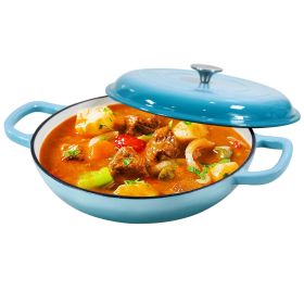 Enameled Cast Iron Dutch Oven, 3.8 Quart Dutch Oven Pot with Lid, Non Stick Cast Iron Pot, Round Oven Safe up to 500Â°F, Use for Marinate, Cook (Color: teal)