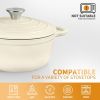 4.5 QT Cast Iron Dutch Oven, Enamel Coated Cookware Pot with Self Basting Lid for Home Baking, Braiser, Cooking, Aqua