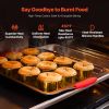 Baking Pans Set, 3-Piece, Nonstick Carbon Steel Cookware Sheets & Trays, Stackable Kitchen Oven Bakeware Cooking Sets with Silicone Handles