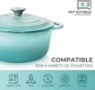 3 QT Cast Iron Dutch Oven, Enamel Coated Cookware Pot with Self Basting Lid for Home Baking, Braiser, Cooking, Aqua